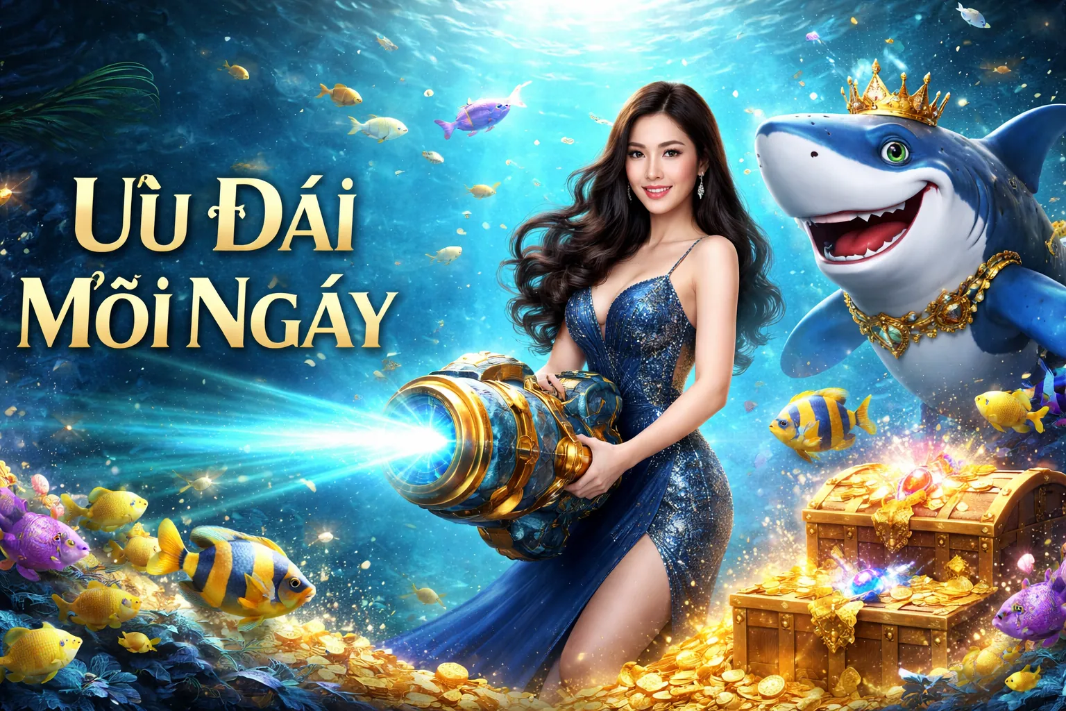 Hình ảnh đại dương rực rỡ trong game bắn cá 78win okvip